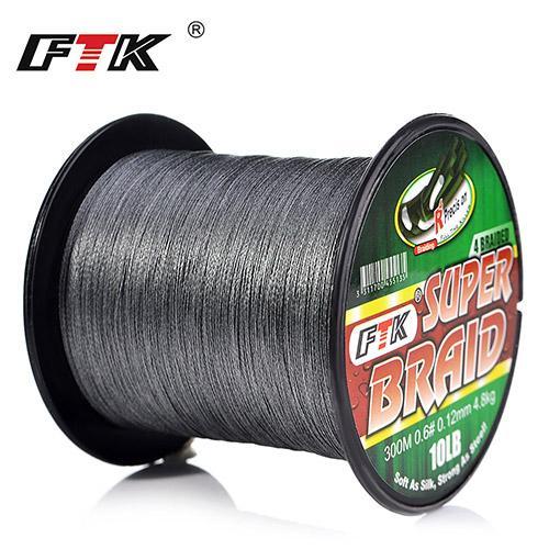 Ftk Braided Wire 300M Pe Braided Fishing Line 0.4-6.0 Code 4 Strands 8Lb 10Lb-FTK Official Store-gray300M-0.4-Bargain Bait Box