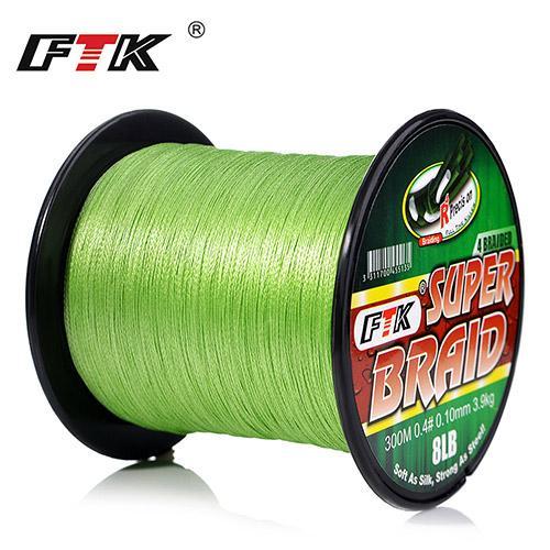 Ftk Braided Wire 300M Pe Braided Fishing Line 0.4-6.0 Code 4 Strands 8Lb 10Lb-FTK Official Store-green300M-0.4-Bargain Bait Box