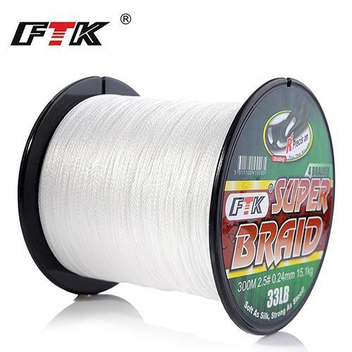 Ftk Braided Wire 300M Pe Braided Fishing Line 0.4-6.0 Code 4 Strands 8Lb 10Lb-FTK Official Store-white300M-0.4-Bargain Bait Box