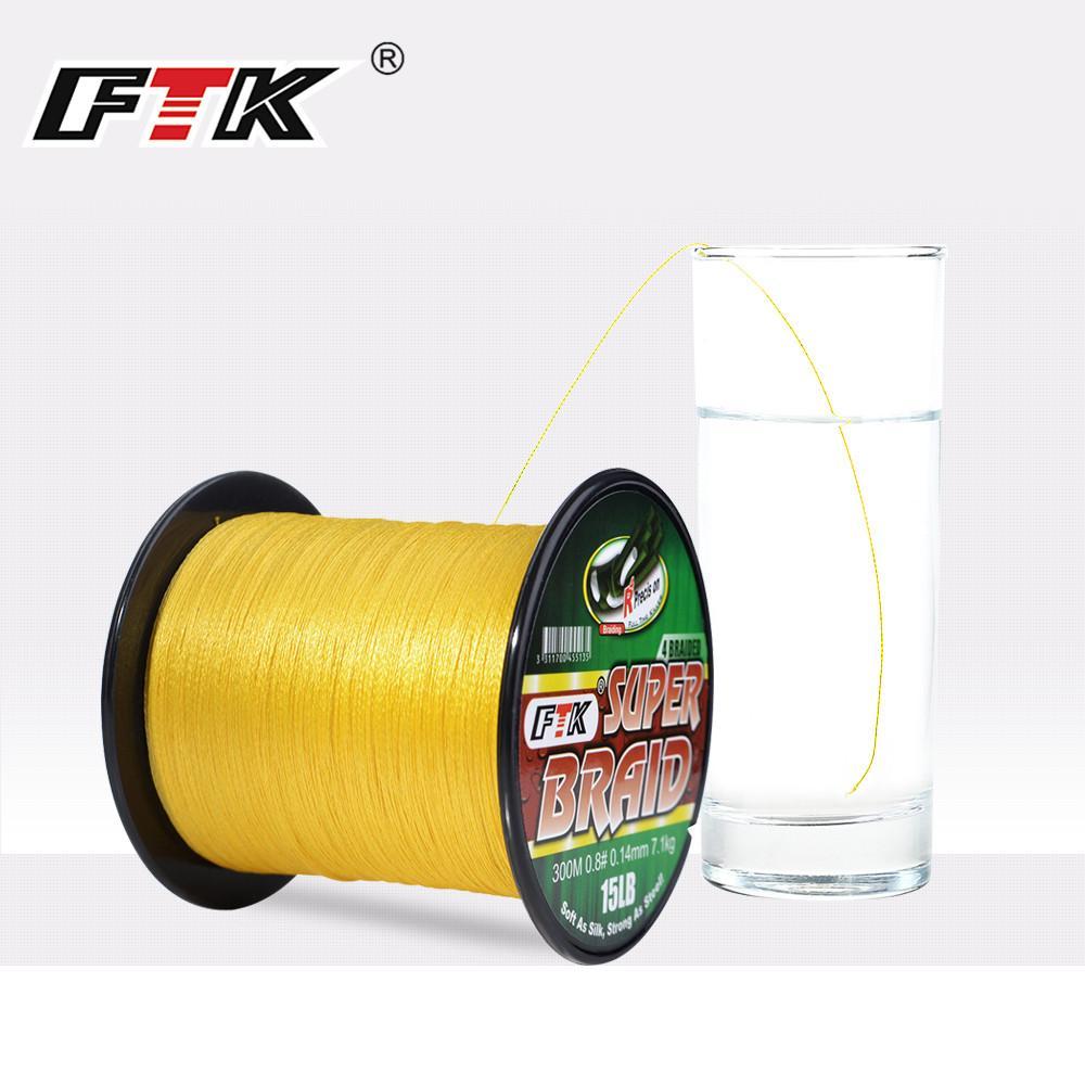 Ftk Braided Wire 300M Pe Braided Fishing Line 0.4-6.0 Code 4 Strands 8Lb 10Lb-FTK Official Store-yellow300M-0.4-Bargain Bait Box