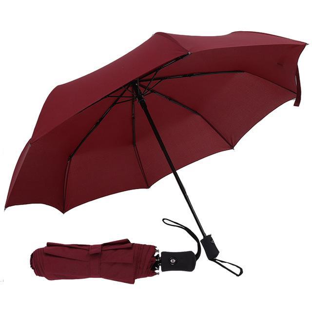 Full Automatic Umbrella Rain Women Men 3Folding Light And Durable 386G 8K Strong-Umbrellas-Bargain Bait Box-RED-Bargain Bait Box