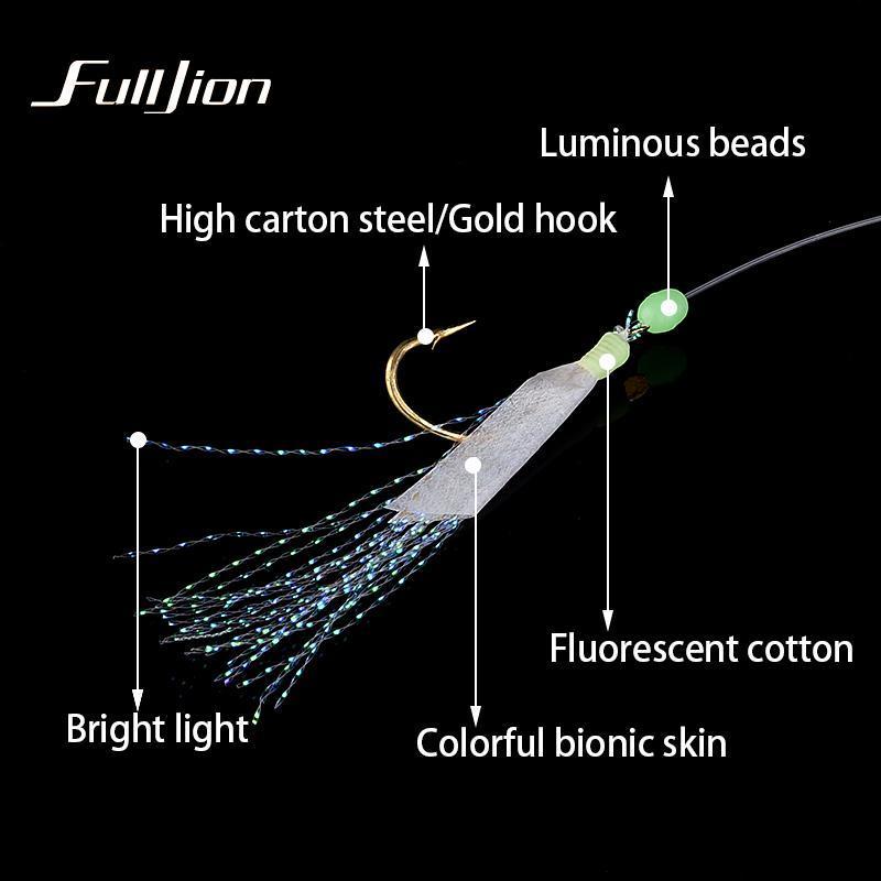 Fulljion Fishhooks For Swivel Fishing Luminous Gold-Plated Fish Skin Fishy Smell-Ali Fishing Store-8-Bargain Bait Box