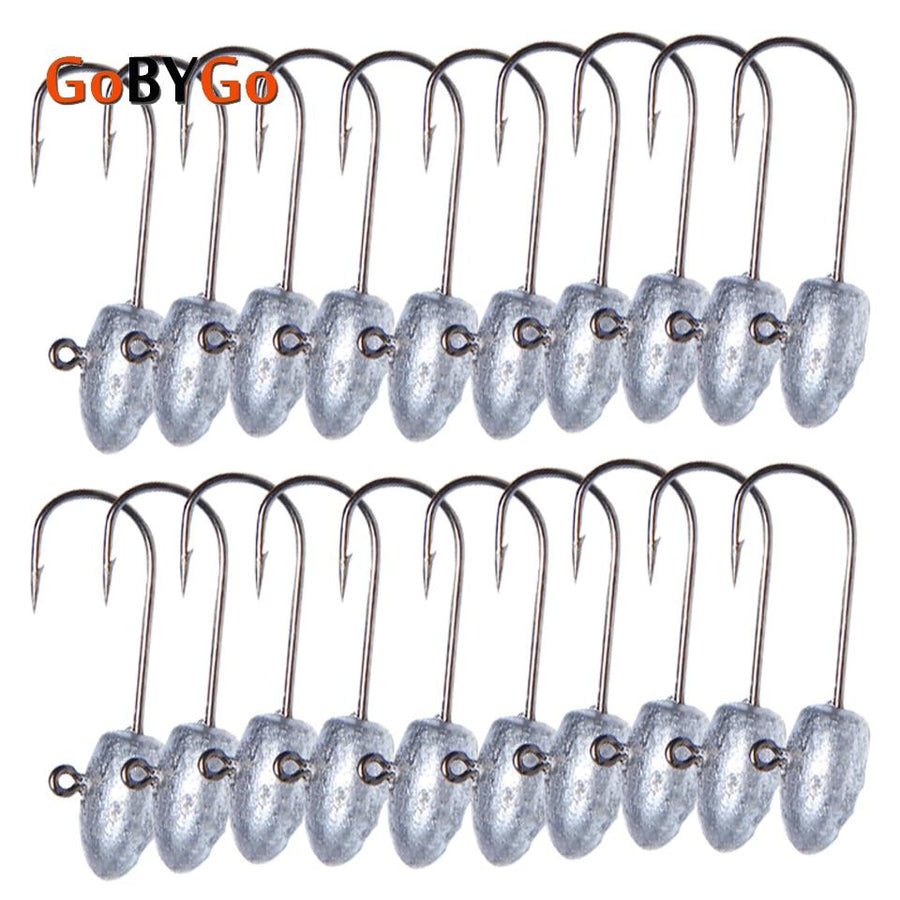 Gobygo 20Pcs/Lot Exposed Lead Jig Head 27Mm 3G Barbed Hook Soft Lure Jigging-Jig Heads for Swimbaits-GobyGo Store-20 pcs Lead Jig-Bargain Bait Box