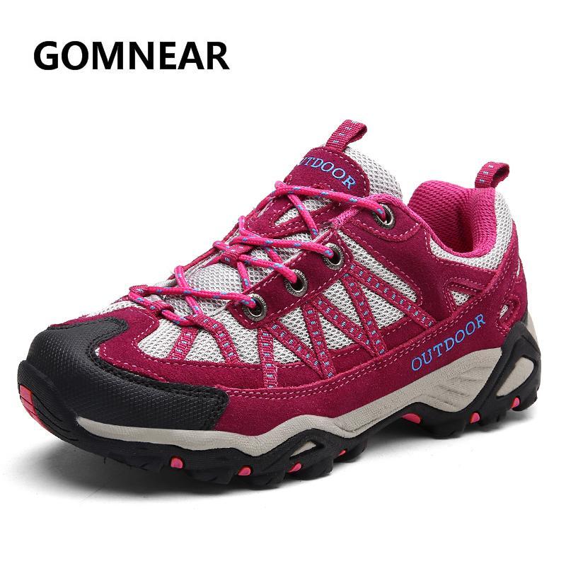 Gomnear Autumn Women Light Hiking Shoes Breathable Suede Mesh Sports Outdoor-GOMNEAR Official Store-Black-5-Bargain Bait Box