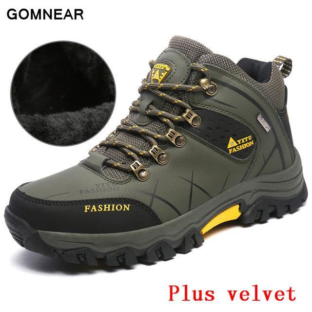 Gomnear High Quality Warm Hiking Shoes Men Outdoor Leisure Plus Velvet-GOMNEAR Official Store-Army Green-6.5-Bargain Bait Box