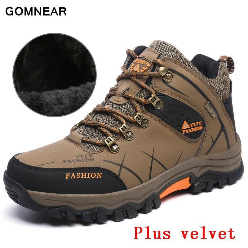 Gomnear High Quality Warm Hiking Shoes Men Outdoor Leisure Plus Velvet-GOMNEAR Official Store-Brown-6.5-Bargain Bait Box