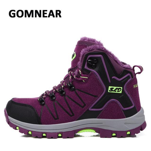 Gomnear Women Winter Hiking Sneakers Fur Lined Women Sports Hiking Shoes-upward Store-Purple-5-Bargain Bait Box