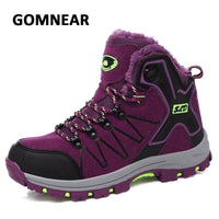 Gomnear Women Winter Hiking Sneakers Fur Lined Women Sports Hiking Shoes-upward Store-Red Red-5-Bargain Bait Box