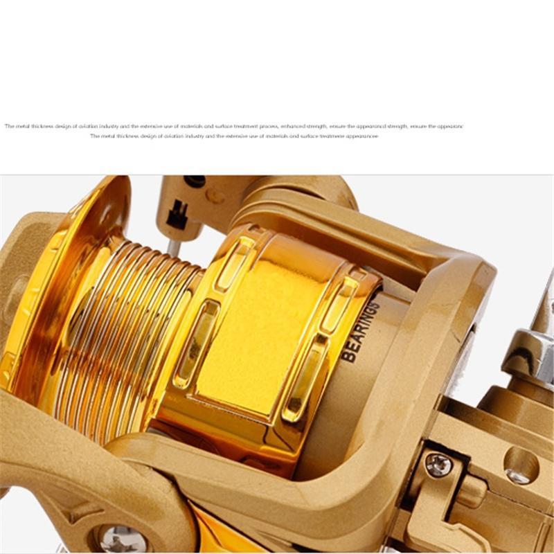 Gorgeous Gold Color Professional 10 Bb 5.2:1 Bearing Metal Fishing Line Cup-Spinning Reels-China Fishing knight Store-1000 Series-Bargain Bait Box