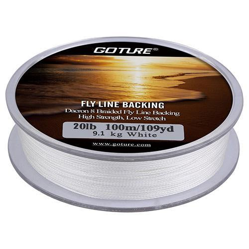 Goture 100M/109Yrd Fly Fishing Backing Line 8 Strands 20Lb/30Lb Dacron Braided-Goturefishing Store-white 20LB-Bargain Bait Box