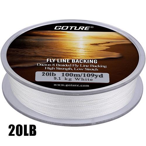 Goture 100M/109Yrd Fly Fishing Backing Line 8 Strands Fishing Line 20/30Lb For-Goture Fishing Tackle Store-20lb White-Bargain Bait Box