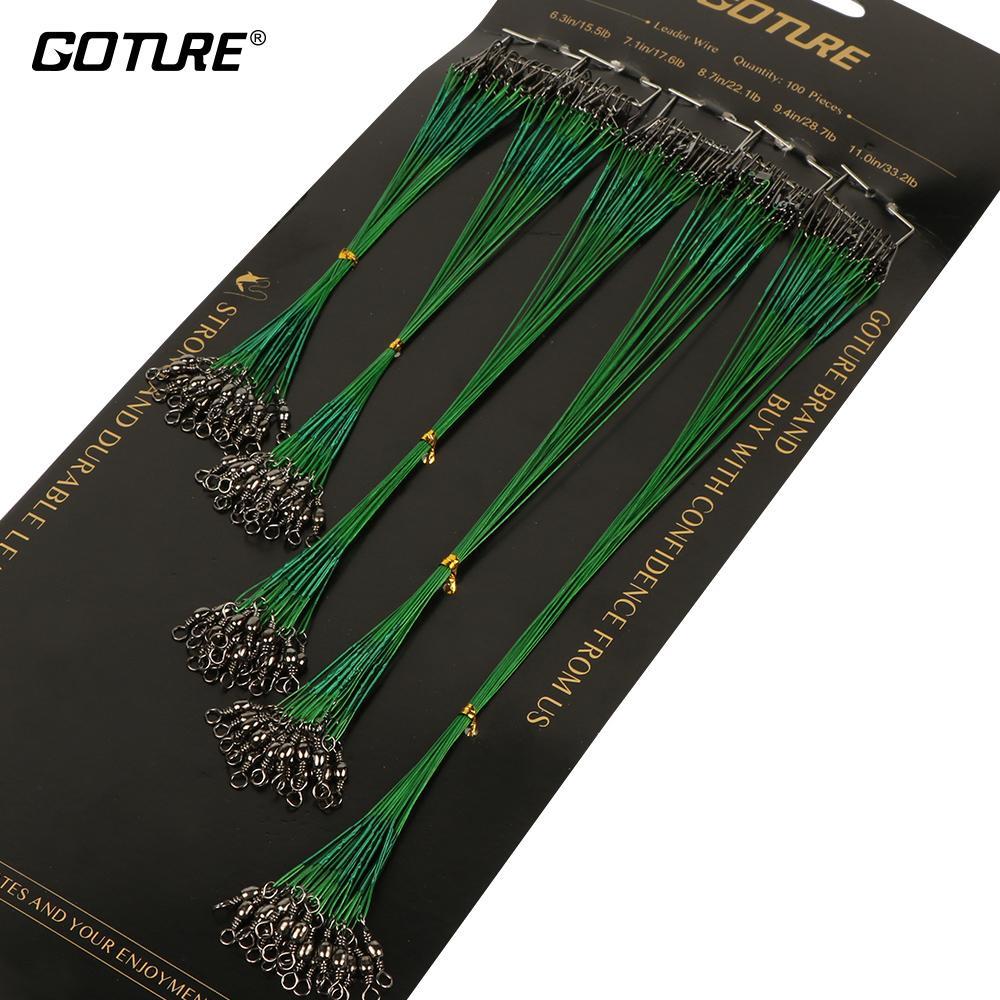 Goture 100Pcs/Lot Green Nylon Coated Stainless Steel Wire Leader Fishing Line-Pisfun fishing store-Bargain Bait Box