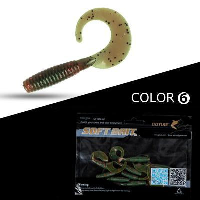 Goture 10Pcs/Lot 6Cm 2G Fishing Lure Soft Grub Worm Bait Curly Tail Silicone-Goture Official Store-C1093010-Bargain Bait Box