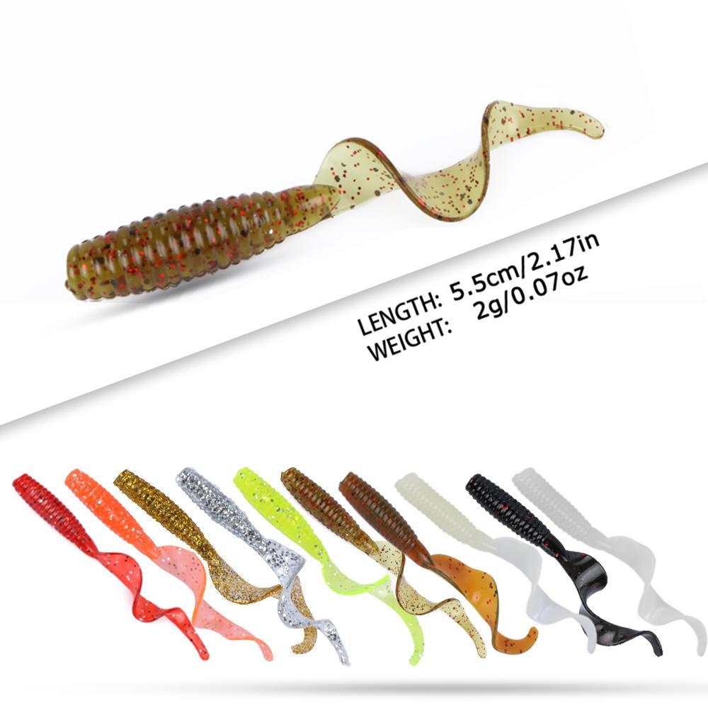 Goture 10Pcs/Lot 6Cm 2G Fishing Lure Soft Grub Worm Bait Curly Tail Silicone-Goture Official Store-C109309-Bargain Bait Box