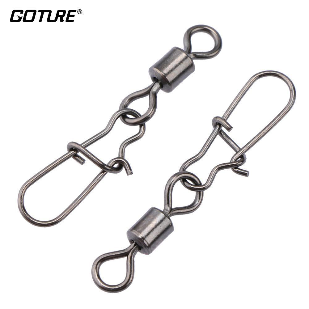Goture 200Pcs/Lot Stainless Rolling Swivel With Nice Snap Ms+Zq Hooks Lure-Goture Official Store-size14 15mm 3kg-Bargain Bait Box