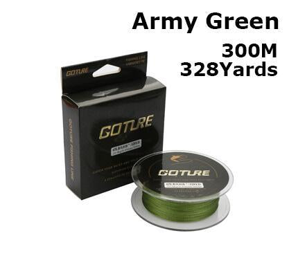 Goture 300M 8Lb-80Lb 0.07-0.5Mm Strong Braided Fishing Line Pe Multifilament-Goture Official Store-army green-0.15-Bargain Bait Box