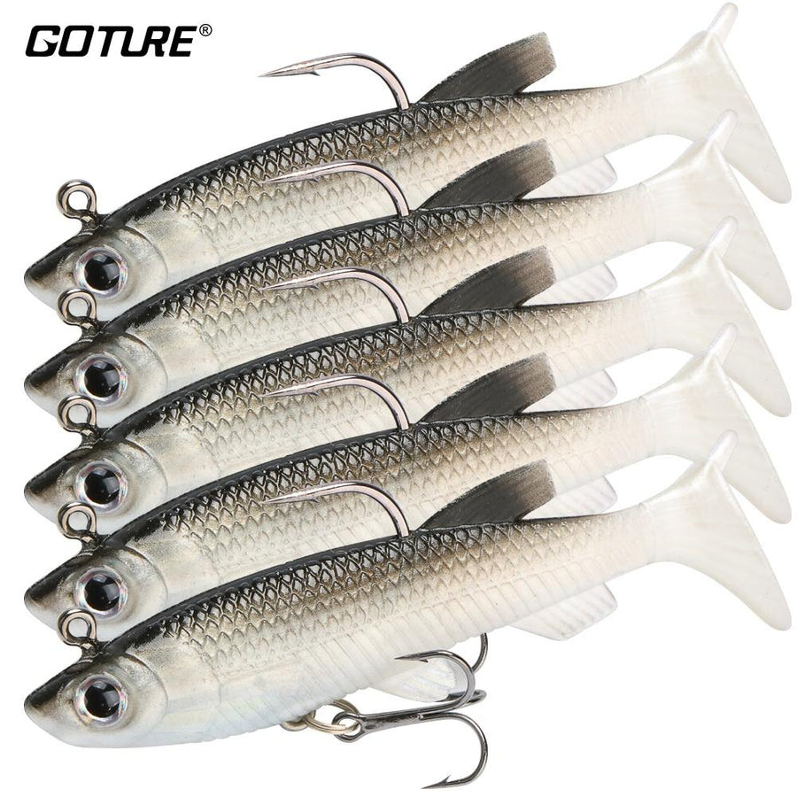 Goture 5 Pieces Soft Fishing Lure Wobbler Swimbait Silicone Isca Artificial Bait-Rigged Plastic Swimbaits-Goture Fishing Tackle Store-Bargain Bait Box