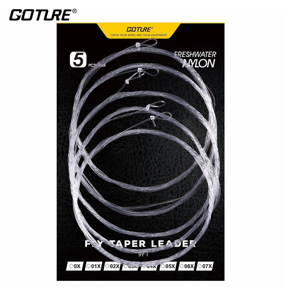 Goture 5Pcs 9Ft/2.74M Fly Fishing Line Tapered Leader 0X-7X Transparent Taper-Goture Fishing Tackle Store-0X-Bargain Bait Box