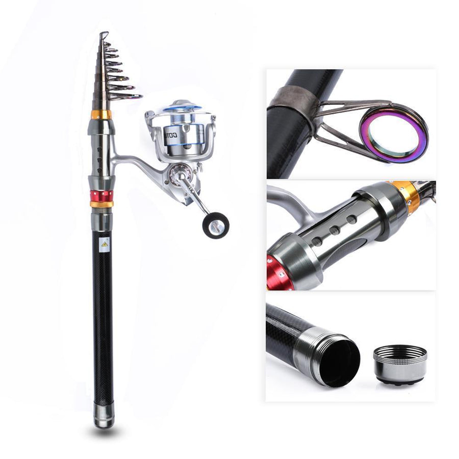 Goture Rod Combo Carbon Telescopic Fishing Rod 1.8-3.6M Spinning Rod Pole With-Spinning Reels-Goturefishing Store-White-Bargain Bait Box