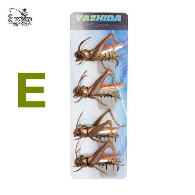 Grasshopper Cricket Dry Fly Fishing Flies Set 4Pcs Kit Flies Tying Material Lure-Yazhida fishing tackle-E-Bargain Bait Box