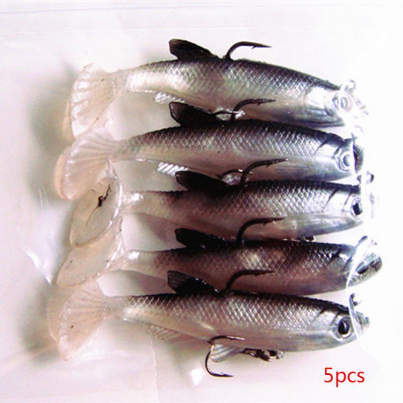 Grey Soft Lure 8Cm 13G Wobblers Artificial Bait Silicone Fishing Lures Sea-Rigged Plastic Swimbaits-QB Manba Store-5 Pcs-Bargain Bait Box