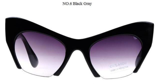 Half Frame Black Clear Sunglasses Women Sexy Cat Eye Glasses Frame-Sunglasses-hikulity 1st Store-black double grey-Bargain Bait Box