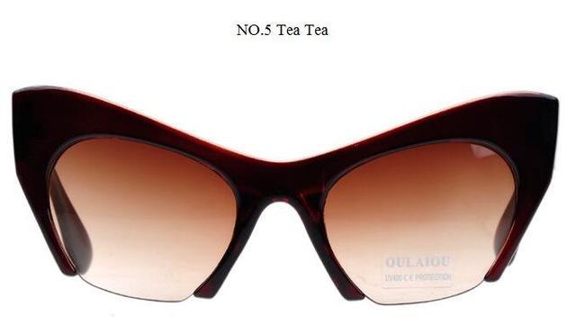 Half Frame Black Clear Sunglasses Women Sexy Cat Eye Glasses Frame-Sunglasses-hikulity 1st Store-tea tea-Bargain Bait Box