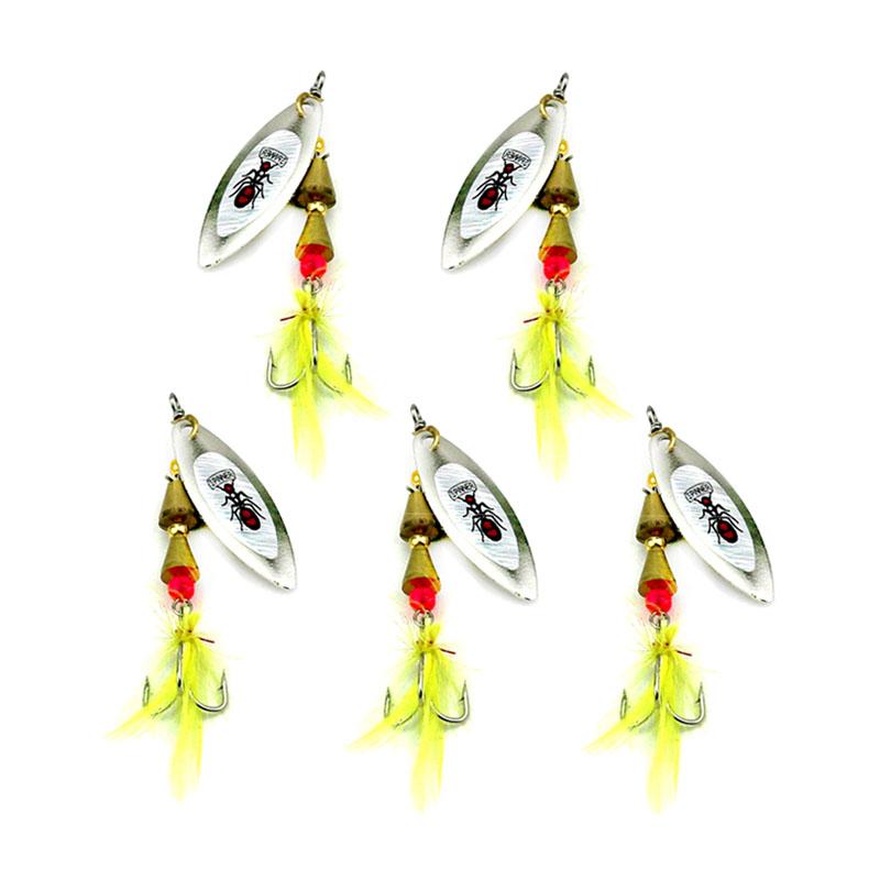 Hard Metal Spinnerbaits Sequins Spinner Spoons Catfish Fishing 7Cm 6G 6#Hooks-Inline Spinners-Bargain Bait Box-Bargain Bait Box