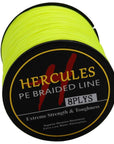 Hercules 10Lb-300Lb 500M Hercules100% Pe Extreme 8 Strands Braided Fishing-Hercules Pro store-Fluorescent Yellow-0.8-Bargain Bait Box