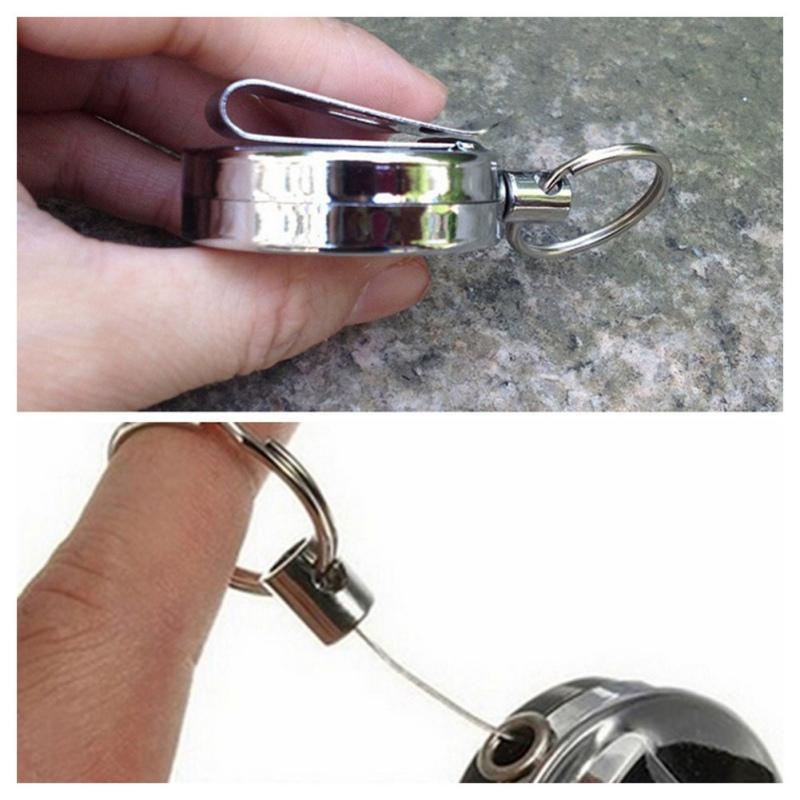 High Resilience Steel Wire Rope Key Ring Metal Retractable Key Chain Alarm Key-Younger Climb Store-Bargain Bait Box