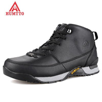 Hiking Shoes Men Lace-Up Winter Outdoor Sneakers Genuine Leather Climbing-GUIZHE Store-Black-7-Bargain Bait Box