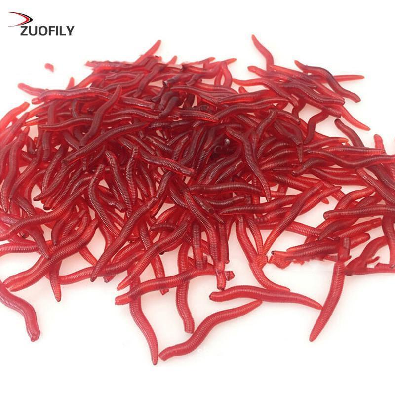 Hot Sale 10Pcs/Lot 4Cm Fishing Lures Simulation Earthworm Red Worms Tackle-ZUOFILY fishing Store-Bargain Bait Box