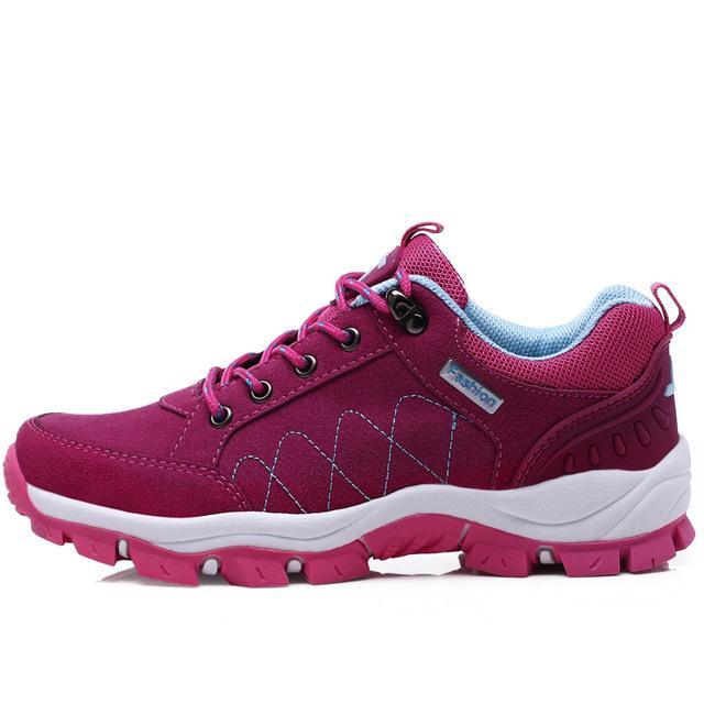 Hot Sale Winter Hiking Shoes Men Breathable Outdoor Leather Trekking Lace-Up-DHCT SPORTS1 Store-Rose red women-5-Bargain Bait Box