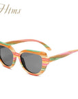 Htms Arrival Wood Cat Eye Polarized Sunglass Women Brand Designer-Sunglasses-htms Official Store-C2 Colorful Grey-Bargain Bait Box