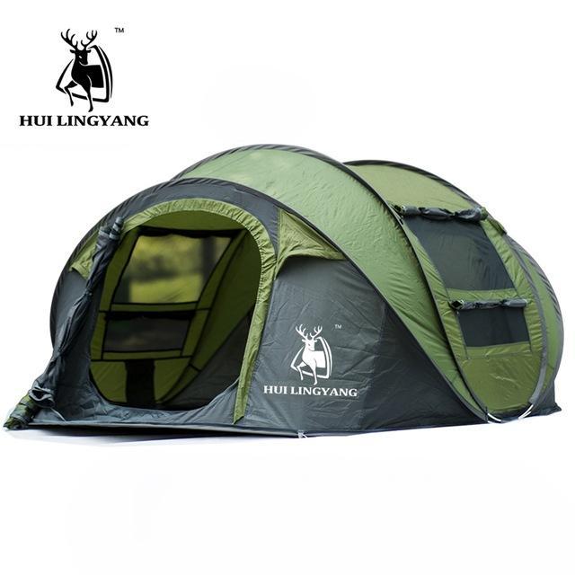 Huilingyang Outdoor 3-4Persons Automatic Speed Open Throwing Pop Up Windproof-Sissi&#39;s outdoor store-Army green-Bargain Bait Box
