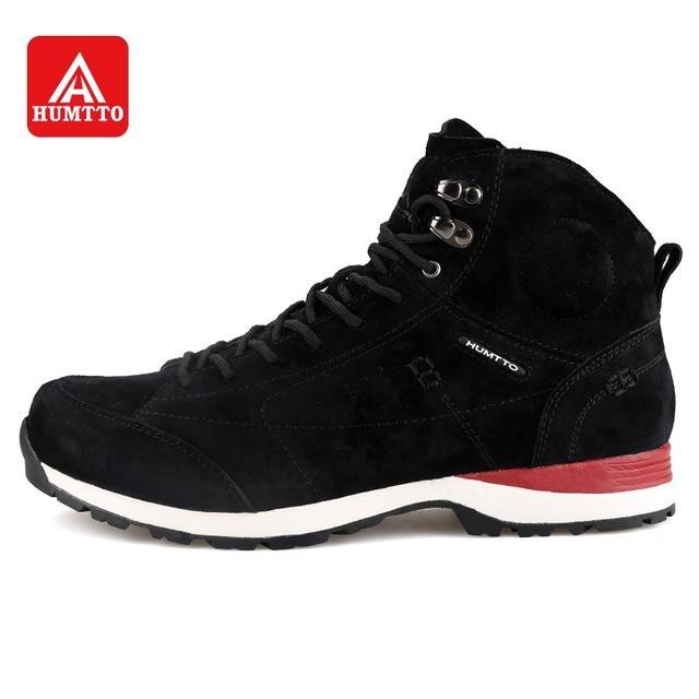 Humtto Hiking Shoes Men Winter Outdoor Plush Trekking Boots Plus Velvet High-HUMTTO Official Store-Black and Red-6.5-Bargain Bait Box