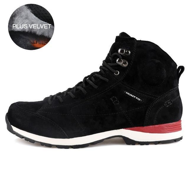 Humtto Hiking Shoes Men Winter Outdoor Plush Trekking Boots Plus Velvet High-HUMTTO Official Store-Black and Red-Plus-6.5-Bargain Bait Box
