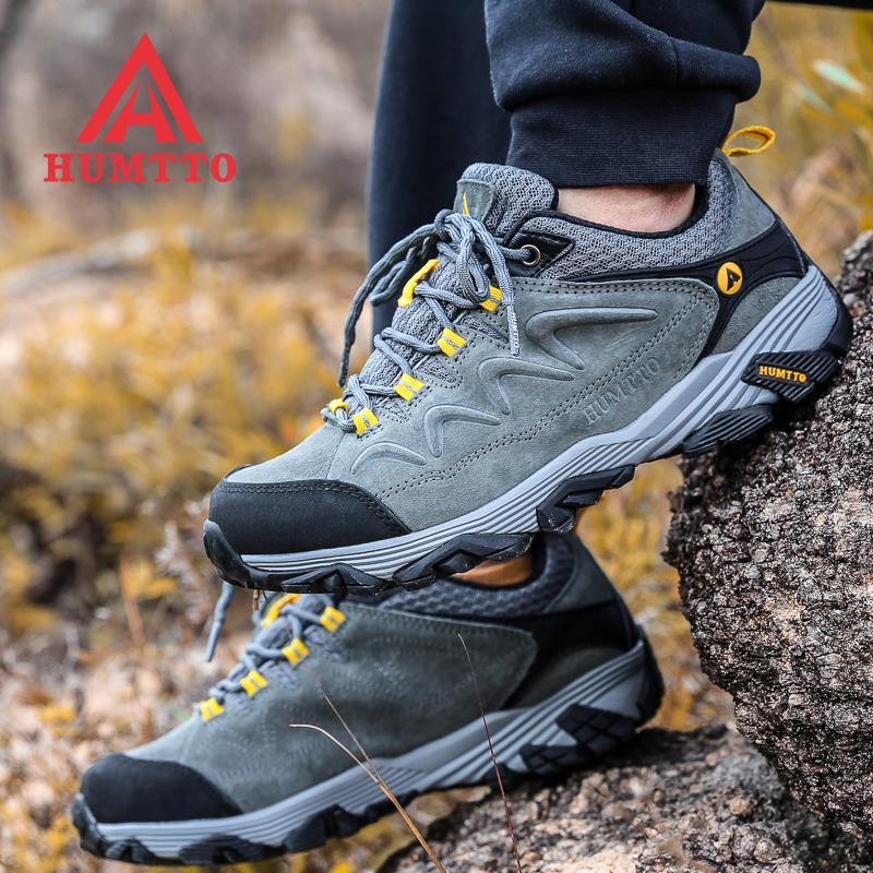 Humtto Men Hiking Shoes Non-Slip Wear-Resistant Climbing Shoes Autumn Winter-High-end physical education Store-Gray-6.5-Bargain Bait Box