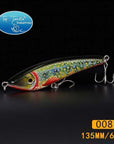 Hunter Jerk Bait Sinking Pencil Nice Fishing Lurelifelike Color Fishing Tackle-TOP TACKLE INDUSTRIES-135mm 008-Bargain Bait Box