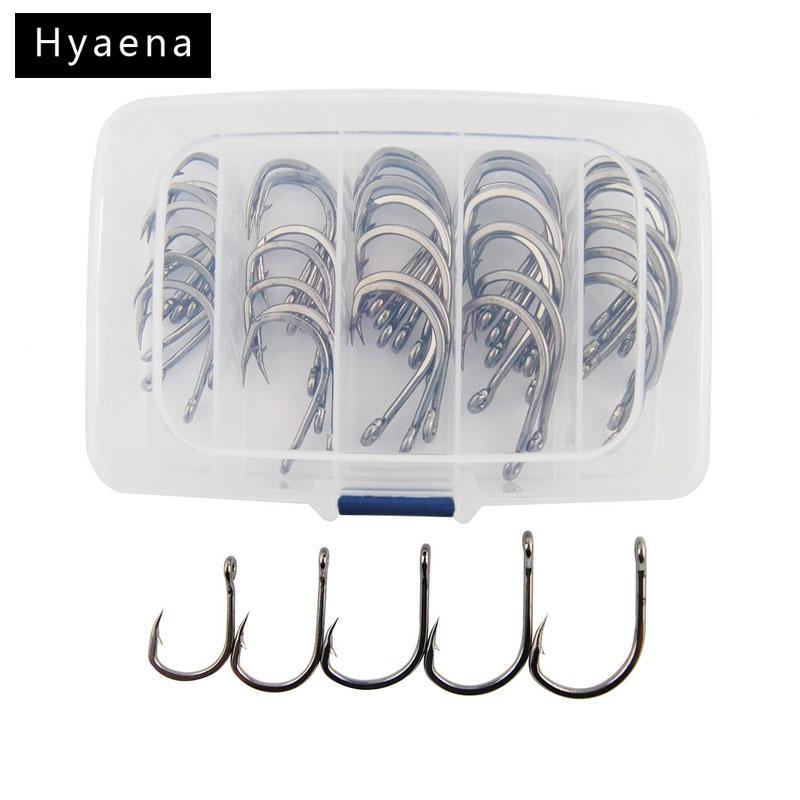 Hyaena 50Pcs/Set Tuna Stainless Steel Fishing Hooks 10827 Size 6/0 7/0 8/0 9/0-Hook Kits-Bargain Bait Box-Bargain Bait Box