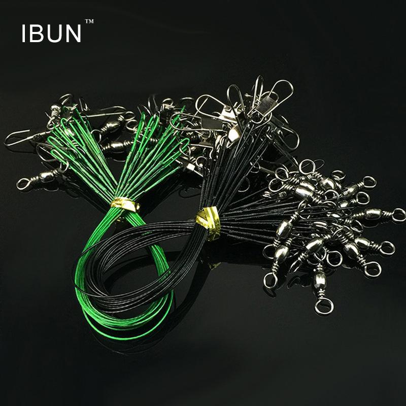 Ibun 100Pcs/Set Fishing Line Trace Wire Leader Connect With Hook Swivel-IBUN Fishing Store-Black 15cm-Bargain Bait Box