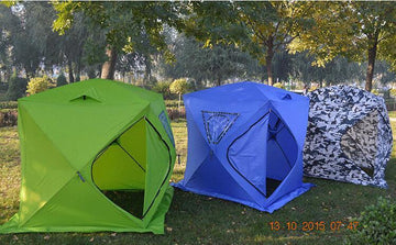 Ice Fishing Tent Single Person Waterproof Cold-Proof Quick-Opening Green Blue-Ice Fishing Shelters-Bargain Bait Box-Bargain Bait Box