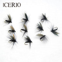 Icerio 10Pcs Black Dry Flies Fly Trout Fishing Lures #12-ICERIO Store-Bargain Bait Box