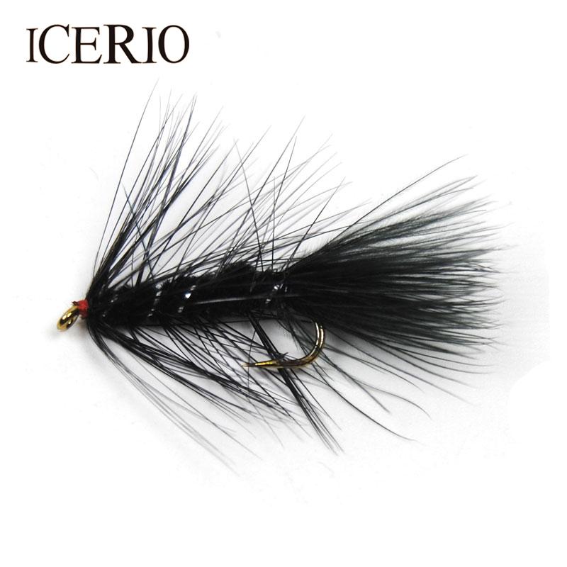 Icerio 12Pcs #10 Black Krystal Bugger Streamer Fly Trout-Flies-Bargain Bait Box-Bargain Bait Box