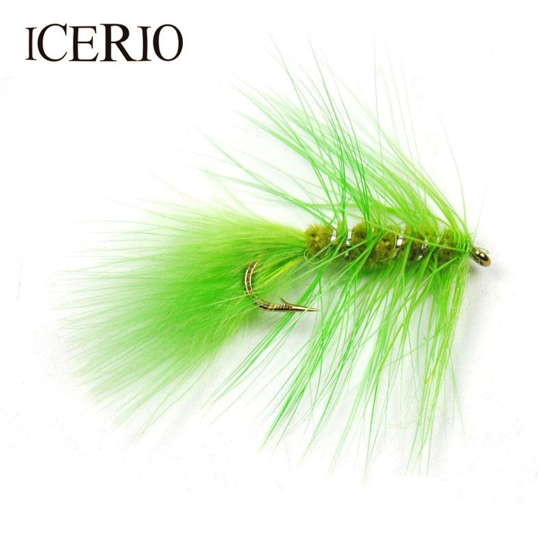 Icerio 12Pcs #10 Silver Rib Olive Body Streamer Flies Trout Fly-Flies-Bargain Bait Box-Bargain Bait Box