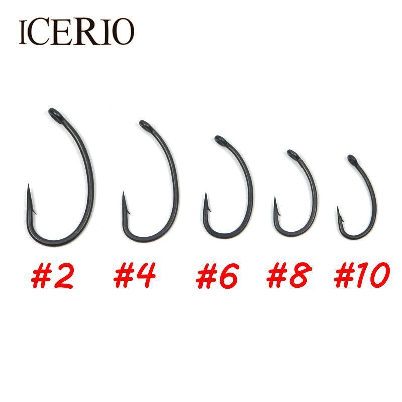 Icerio 30Pcs/Pack High Quality Matt Black Pop Up Carp Hook Telflon Coated Needle-ICERIO Store-Size 2 30pcs-Bargain Bait Box