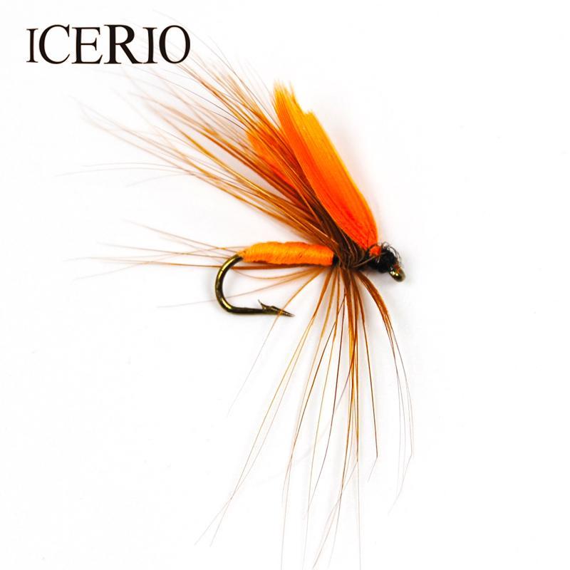 Icerio 6Pcs Orange Wing Quil Flies Trout Fly Fishing Lures #12-ICERIO Store-Bargain Bait Box