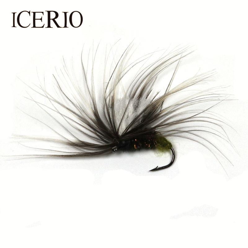 Icerio 8Pcs #12 Grey Emerger Dry Fly Caddis Trout Fly Fishing Flies Bait-Flies-Bargain Bait Box-Bargain Bait Box
