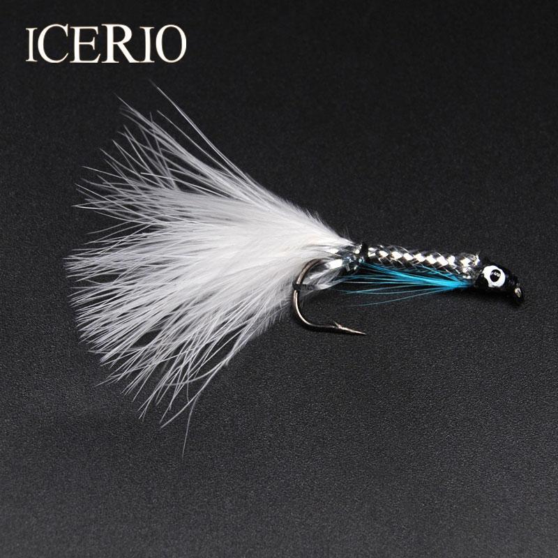 Icerio 8Pcs #4 White Tail Silver Streamer Minnow Fishing Flies Fly Fishing Lures-ICERIO Store-Bargain Bait Box