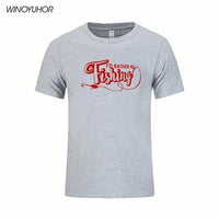 I'D Rather Be Fishinger Funny Printed T-Shirts Men Casual Short Sleeve Cotton-Shirts-Bargain Bait Box-Gray 1-S-Bargain Bait Box